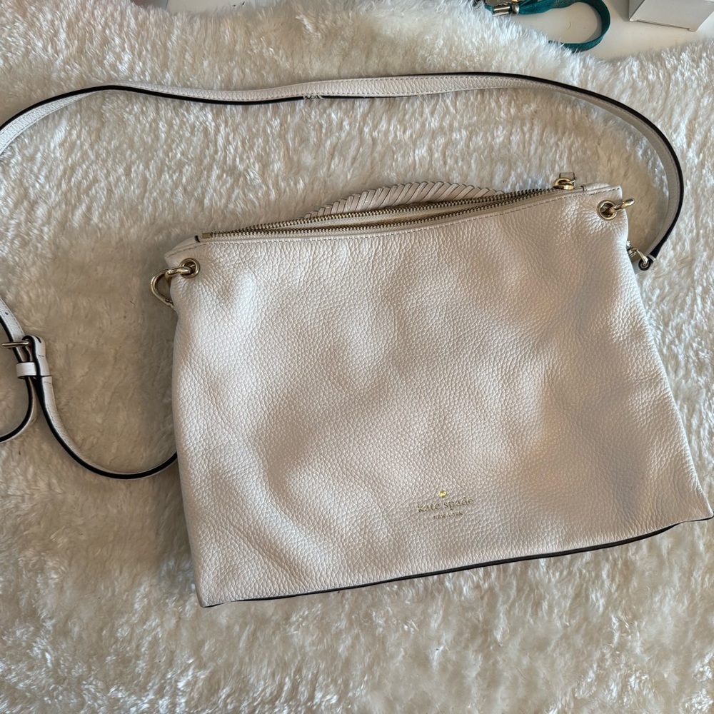 Kate Spade Carmina Off White Crossbody Bag with Metal Hardware